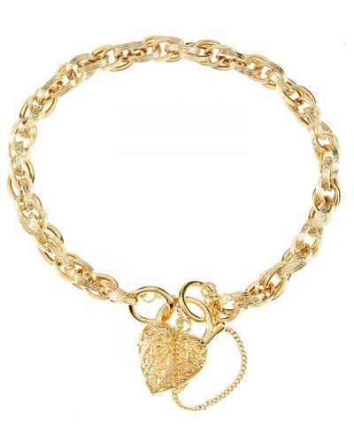 DIAMANT L'ÉTERNEL 9ct Yellow Gold Padlock Charm Bracelet With Safety Chain Of Length 19cm - Metallic