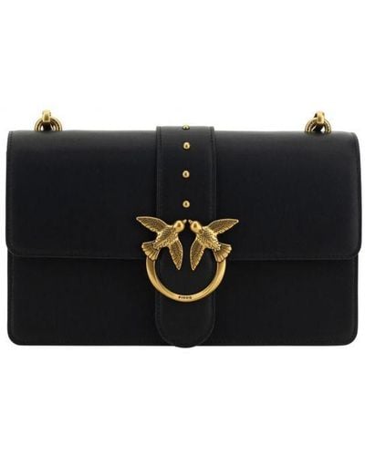 Pinko Leather Love One Classic Shoulder Bag - Black