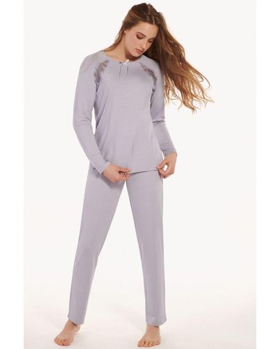 Lisca 'Ivette' Long Sleeve Pyjama Set - Purple
