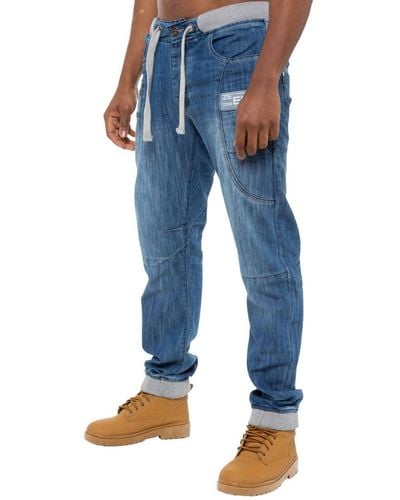 Enzo | Denim Cuffed Jogger Jeans - Blauw