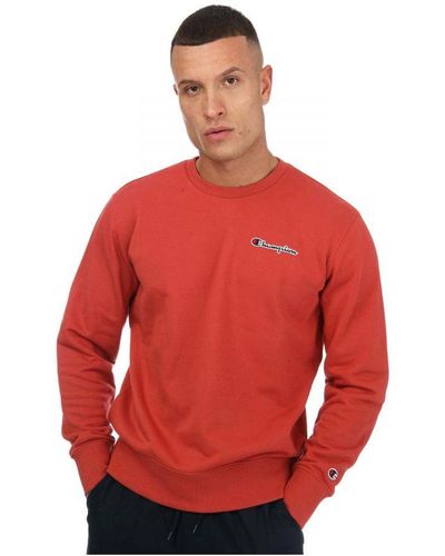 Champion Sweatshirt Met Ronde Hals En Klein Script-logo Voor , Oranje - Rood