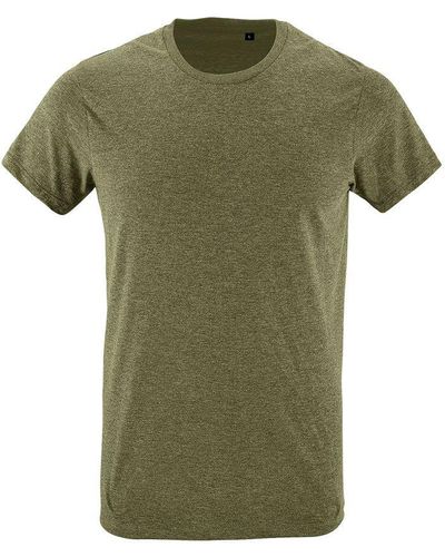 Sol's Regent Slim Fit Short Sleeve T-Shirt (Heather Khaki) - Green
