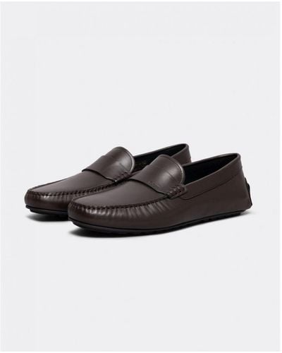 BOSS Noel Nappa-leather Driving Moccasins With Embossed Logo - Brown