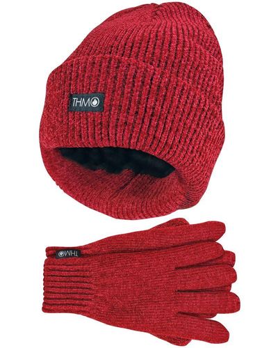 THMO Ladies Thinsulate Hat And Gloves Set - Red