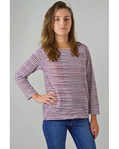 Marks & Spencer Wavy Striped Boat Neck Top - Red