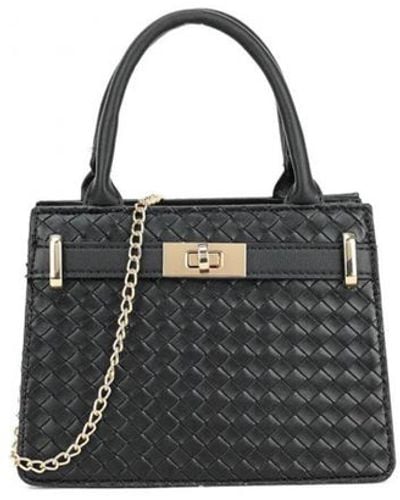 Where's That From 'Classic' Small Bag With Twist Lock And Croc-Effect - Black