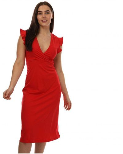 ONLY Womenss May Wrap Midi Dress - Red