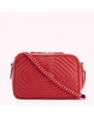 Lulu Guinness Red Lip Ripple Quilted Leather Bella Crossbody Bag