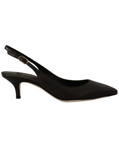 Dolce & Gabbana Black Leather Slingbacks Heels Court Shoes Shoes