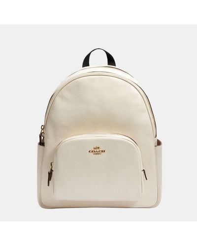 COACH Pebbled Leather Court Backpack Bag - Natural