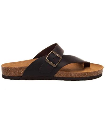 Purapiel Flat Sandal Biosalud4m22 In Brown Leather