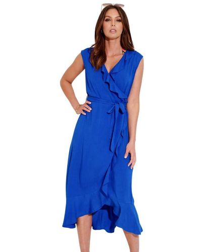 Pour Moi 91053 Midaxi Beach Dress Viscose - Blue
