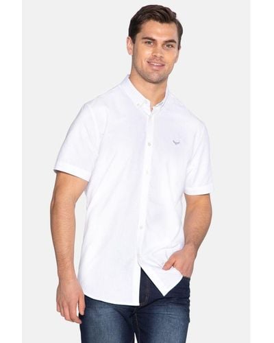 Threadbare Oxford Cotton 'inferno' Short Sleeve Shirt - White