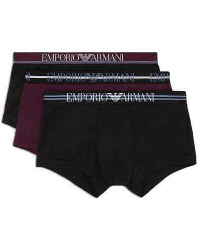 Emporio Armani Men's Ea7 3 Pack Mixed Waistband Cotton Boxer Briefs In Multi Colour - Zwart