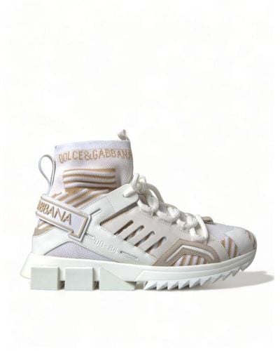 Dolce & Gabbana White Beige Sorrento Socks Trainers Shoes