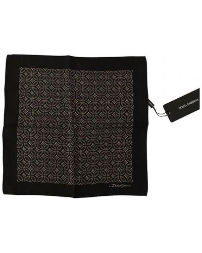 Dolce & Gabbana Black Patterned Dg Printed Square Handkerchief Scarf Silk