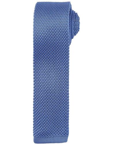 PREMIER Adult Slim Knitted Tie (Mid) - Blue