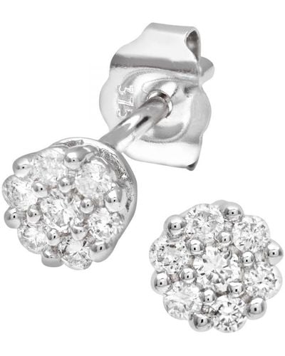 DIAMANT L'ÉTERNEL 9Ct Ladies 15Pt Diamond Earrings - Metallic