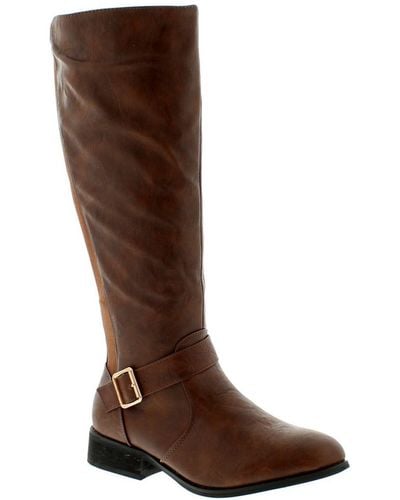 Platino Long Boots Wide Fit Poppie Zip Tan - Brown