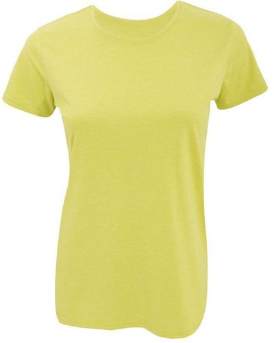 Russell Russell Dames Slim Fit Langer Lengte Korte Mouwen T-shirt (gele Mergel) - Geel