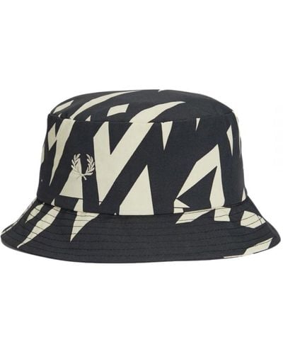 Fred Perry Abstract Print Bucket Hat - Black