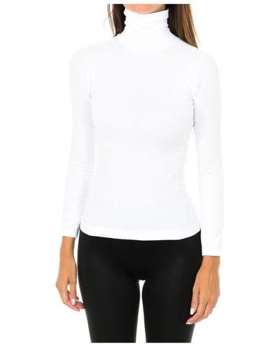 Intimidea Nevada Long Sleeve T-Shirt With High Neck And Elastic Fabric 210277 - White