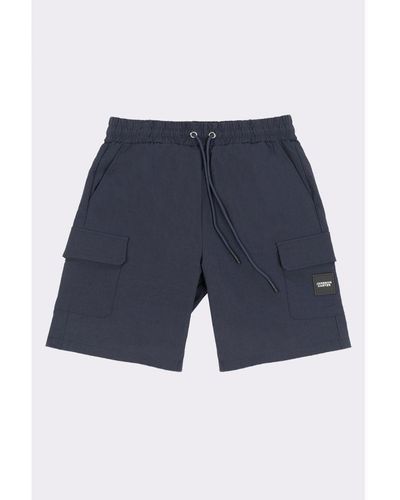 Jameson Carter Navy Cotton Cargo Shorts With Drawcord - Blue