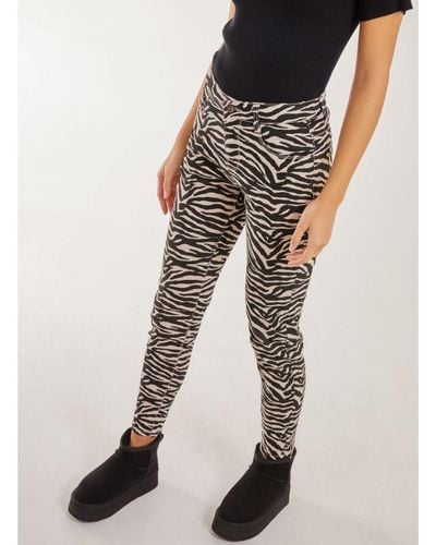 Pink Vanilla Vanilla Zebra Print Straight Jeans - Black