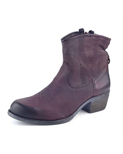 Wrangler Carson Tex Leather Burgundy Ankle Western Boots - Purple