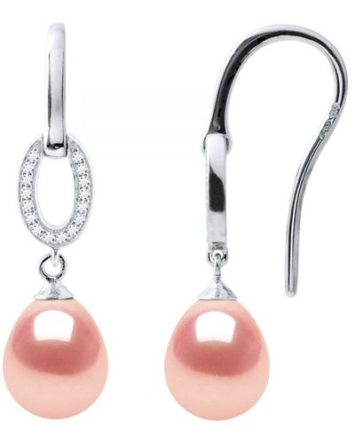 Diadema Oorbellen Hooks Zoetwater Parels 89mm Pears Roses Jewelry 925 - Roze