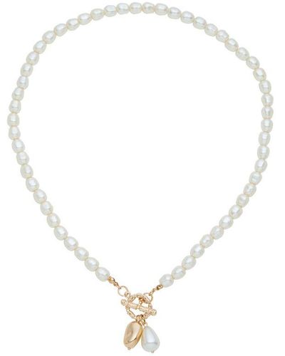 Millers Single Knot Circular Finish Pearl Short Necklace - Metallic