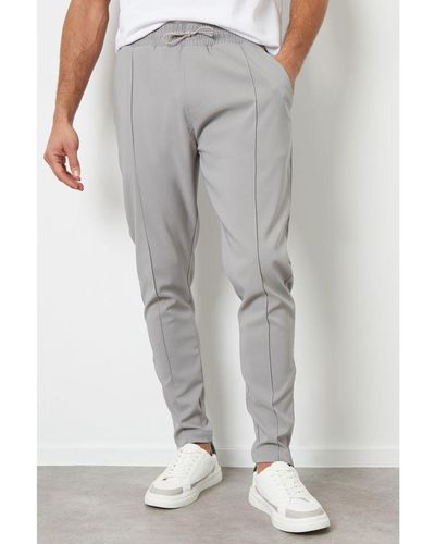 Threadbare Light Grey 'swinton' Luxe Pull-on Seam Detail Stretch Trousers