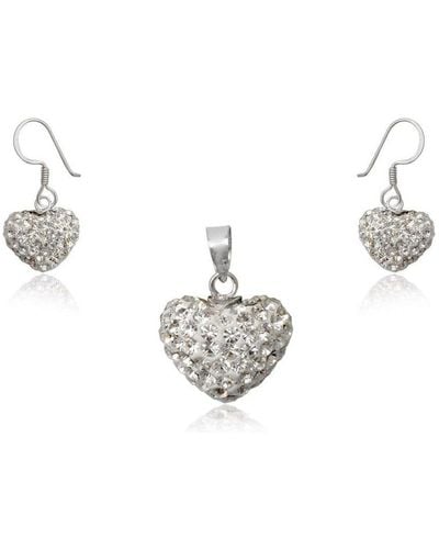 Blue Pearls Pearls Crystal Heart Set And 925/1000 - White