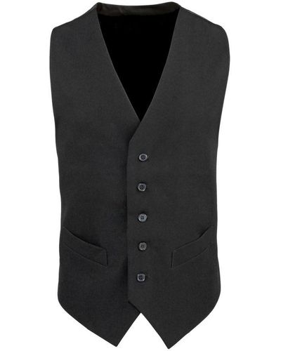 PREMIER Lined Waistcoat / Catering / Bar Wear (Pack Of 2) () - Black