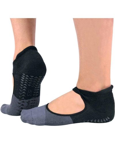 Sock Snob 2 Pairs Ladies Non Slip Grip Low Cut Invisible Pilates Yoga Socks - Blue
