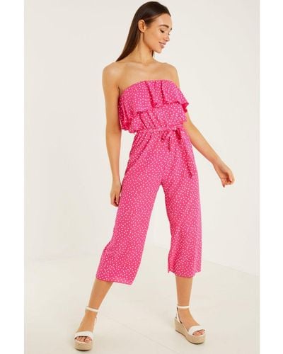 Quiz And Polka Dot Culotte Jumpsuit - Pink