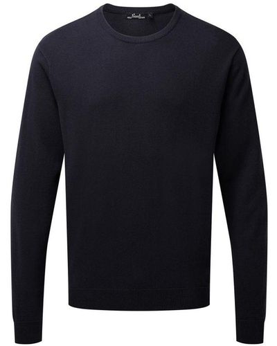 PREMIER Knitted Cotton Crew Neck Sweatshirt () - Blue