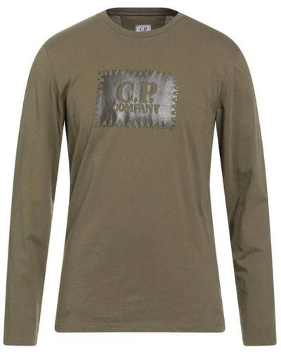 C.P. Company Block Chest Logo Long Sleeve T-Shirt - Green