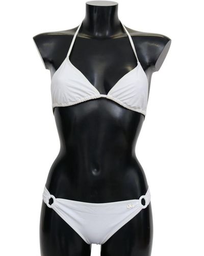 Dolce & Gabbana Witte Nylon Effen Halter Tweedelige Badmode Bikini - Meerkleurig