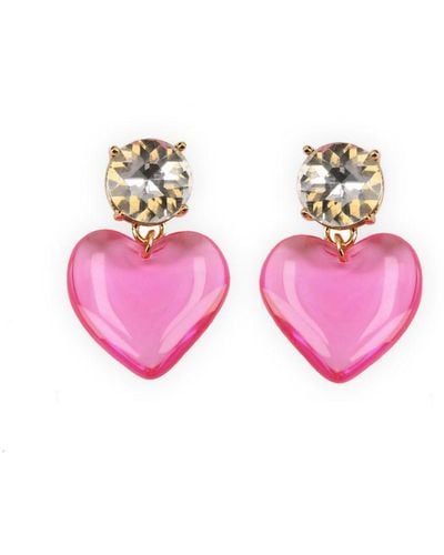 Kurt Geiger Heart Crystal Earrings - Pink