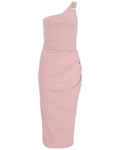 Quiz Blush One Shoulder Midi Dress - Pink