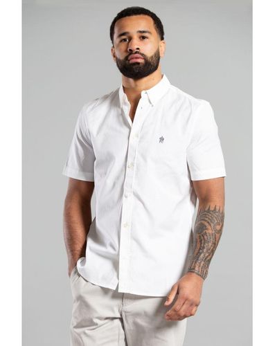 French Connection White Cotton Short Sleeve Oxford Shirt