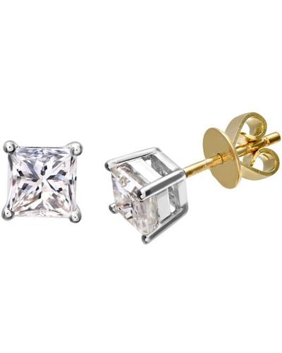 DIAMANT L'ÉTERNEL 18Ct 1 Carat J/I Certified Princess Cut Diamond Stud Earrings - Metallic