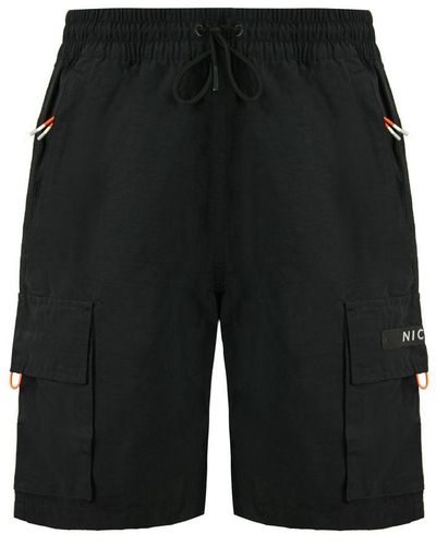 Nicce London Stretch Waist Reflective Meru Cargo Shorts 211 1 06 05 0001 Cotton - Black