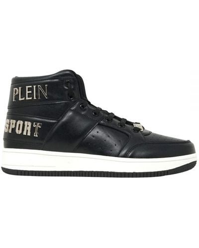 Philipp Plein Hi-Top Bold Brand Trainers Synthetic Leather - Black