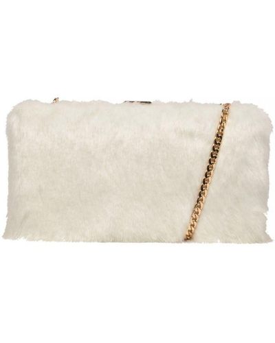 Claudia Canova Faux Fur Clutch Bag & Chain - Natural