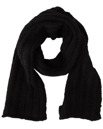 Dolce & Gabbana Virgin Wool Knitted Warmer Shawl Scarf - Black
