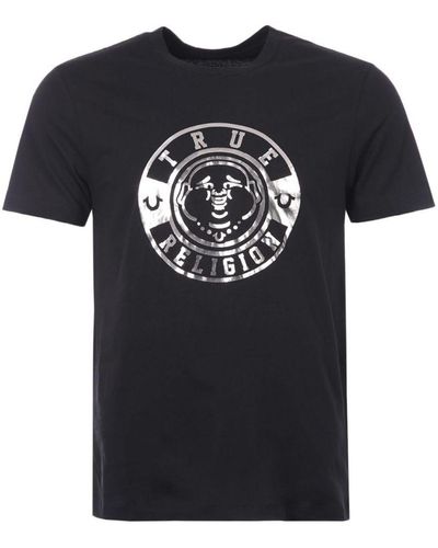 True Religion T-shirt Met Ronde Hals En Foliepint Van Boeddhagezicht Voor , Zwart