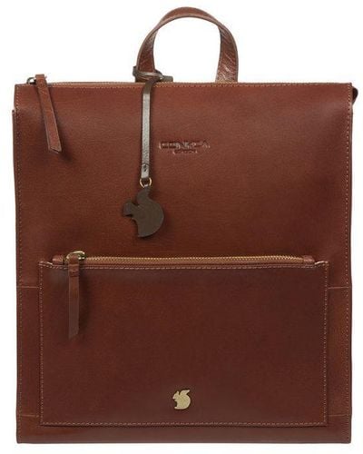Conkca London 'aok' Conker Brown Leather Backpack