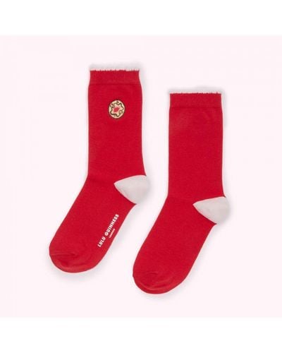 Lulu Guinness Dodger Ankle Sock Cotton - Red